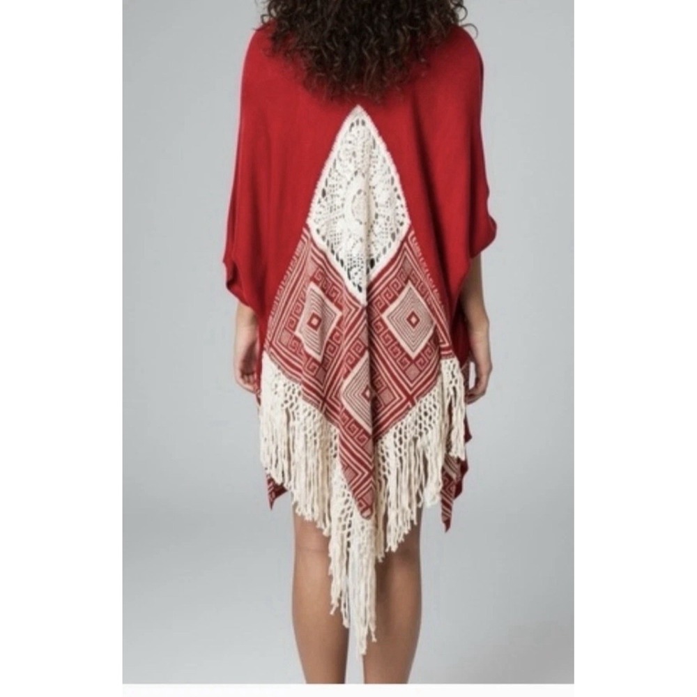 UMGEE Women's Dreamcatcher Kimono Cardigan Red‎ Crochet Sz M/L